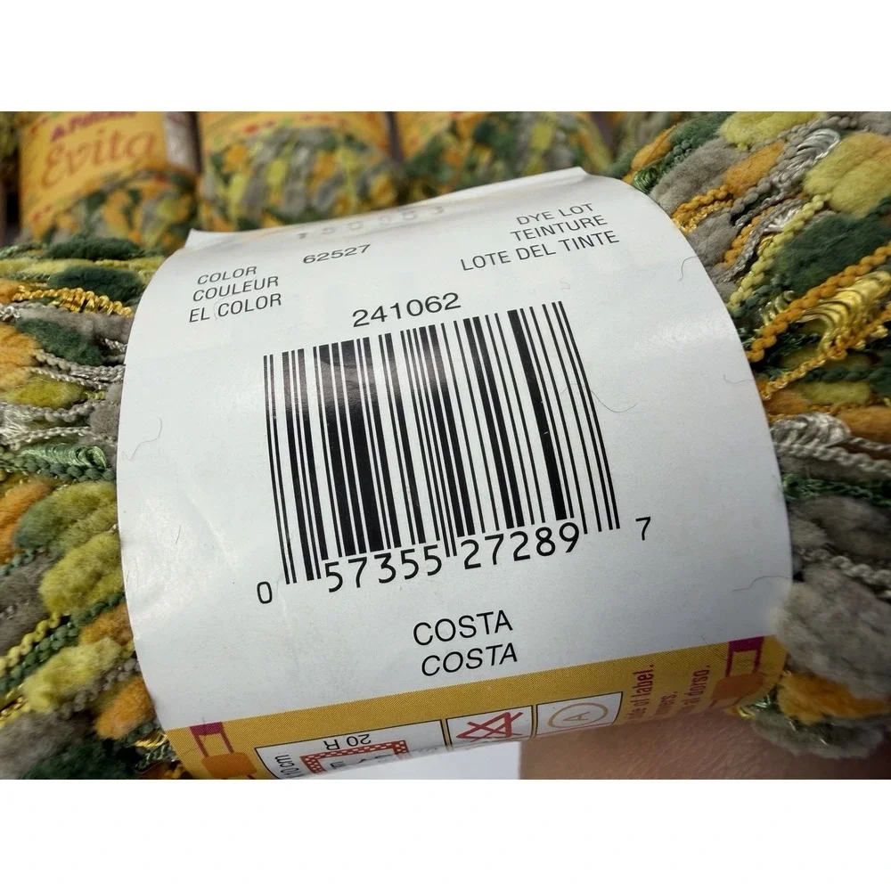 Patons Evita Yarn Bulky Novelty Ladder Costa Lot Of‎ 12 Orange Green 100% Nylon